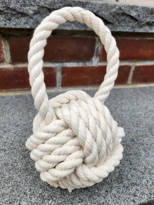 Jumbo Rope Ball // All Natural Cotton Rope Dog Toy - Monkey's Fist Knot - with handle.