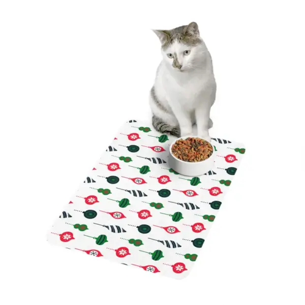 Festive Bauble Pet Food Mat | 12x18" | Pet Accessories | Dog & Cat Mat | Holiday Pet Decor | Gift for Pet Lovers | Easy to Clean | Polyester - Image 2